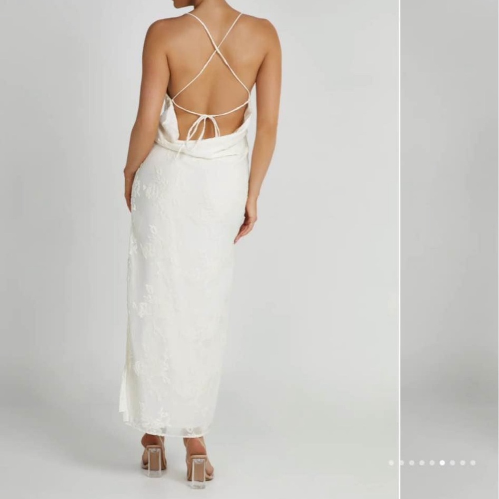 Meshki Erika dress - Ivory Backless Lace Slip Dress